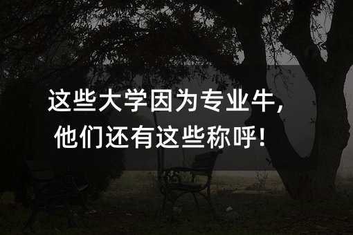 这些大学因为专业牛, 他们还有这些称呼!